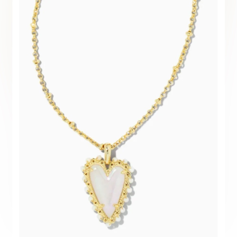 COPY - KENDRA SCOTT • Beaded Ansley heart golf pendant necklace • gold​​​​